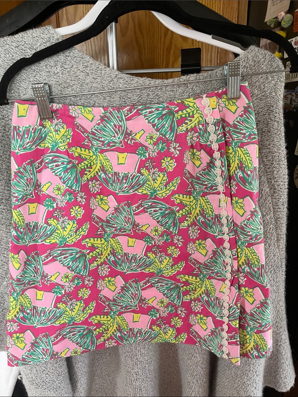 Lilly Pulitzer Women's Tropical Hut Palm Flowers Pink Yellow Green 8 skirts